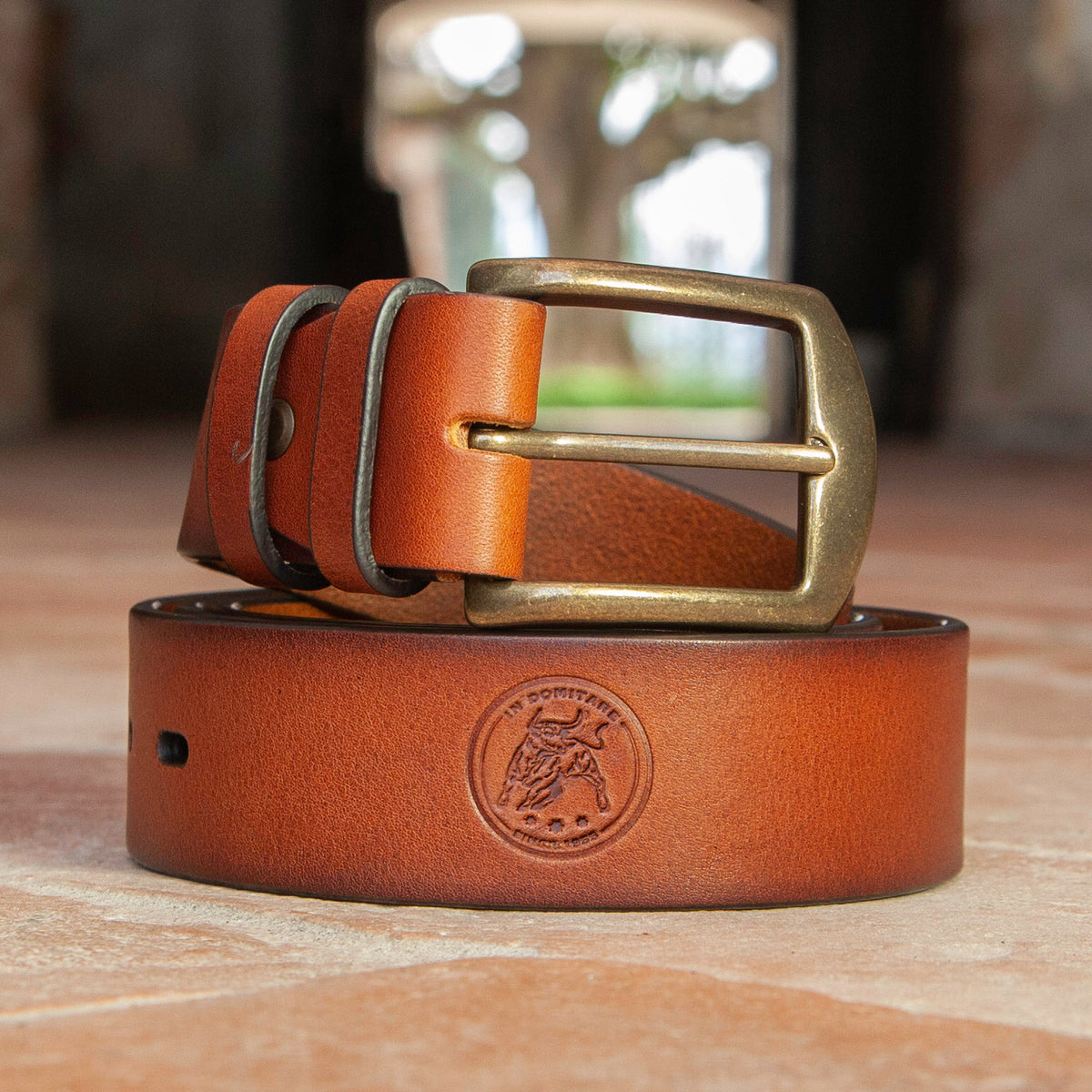 Tuscan Suede Pebbled Yellow Gold Reversible Belt